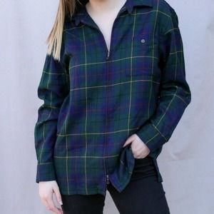Pendleton 100% Wool Vintage Plaid Zip Top